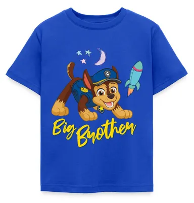 Produktbild von Spreadshirt Paw Patrol Großer Bruder Chase Geschenk Kinder T-Shirt, 110/116 (5-6 Jahre), Royalblau