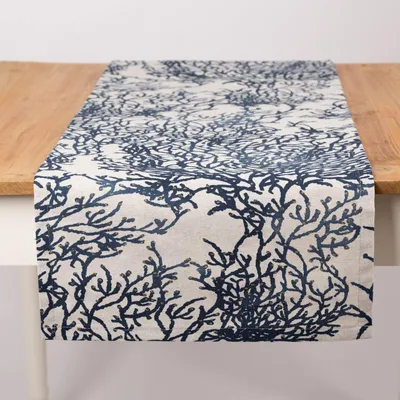 Produktbild von Tischläufer Korallen blau natur 40x160 cm Baumwolle