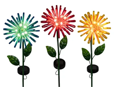 Produktbild von formano 3er Set Solar Gartenstecker LED Blume Solarleuchte Metall Gartenstecker