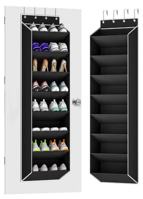 Productafbeelding van Hangende schoenenorganizer met 8 diepe vakken, zwart, geschikt voor 16-24 paar schoenen