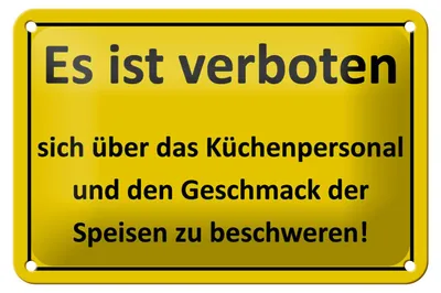 Produktbild von Blechschild Spruch 18x12cm Verboten über Küchenpersonal