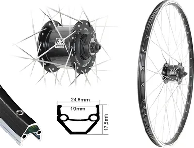 Produktbild von 26 Zoll Aluminium Vorderrad Nabendynamo 19-559 schwarz V-Brake Hohlkammer 6V/3W