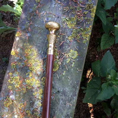 Produktbild von Handstock mit Messing-Knauf stilvolle Gehstöcke - Edler Wanderstock Spazierstock