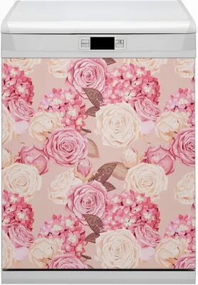 Produktbild von Küche Magnet für Spülmaschine  Abwaschbar 60x70 cm Geschirrspüle  - Rosen und Hortensien