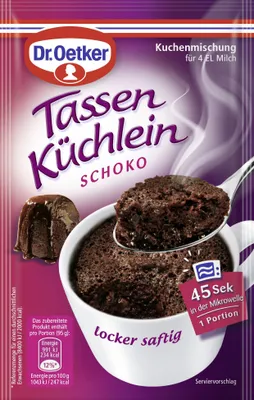 Produktbild von Dr Oetker saftiger und lockerer Tassenküchlein Schokolade 55g