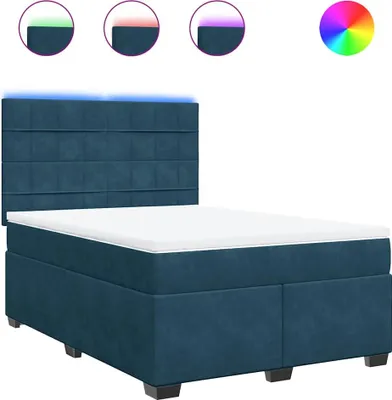 Produktbild von vidaXL Boxspringbett mit Matratze Blau 160x200 cm Samt