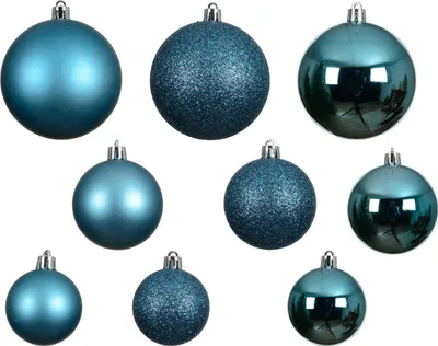 Produktbild von Weihnachtskugeln Kunststoff 4-6cm Mix 30er Set - Folkloreblau