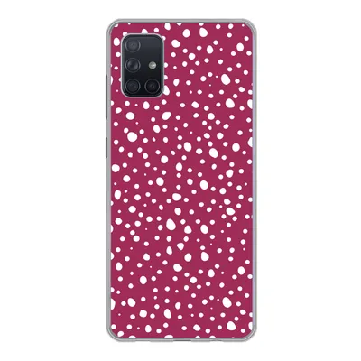 Produktbild von MuchoWow® Handyhülle Schutzhülle Hülle für Samsung Galaxy A71 Tupfen - Rot - Weiß Silikon Softcase Handy Hülle - Kartenbesitzer
