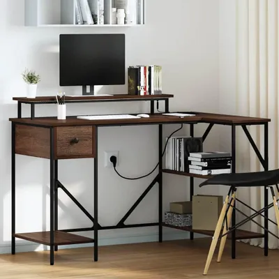 Obrázok produktu pre Maison Exclusive – písací stôl, hnedá farba, vzhľad dreva, rozmer 120 x 79 x 86,5 cm