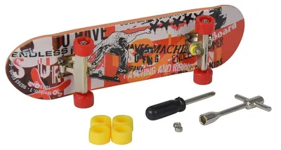 Produktbild von Fingerskateboard Finger-Skateboard Mini-Skateboard - 9 cm - Bunt bedruckt - Austauschbare Rollen - Ab 5 Jahren