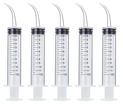 Zdjęcie produktu dla 5 pisaków z zaokrąglonym końcówką, pojemność 12 ml, do użycia w aplikatorach do płukania jamy ustnej oraz w pielęgnacji zwierząt