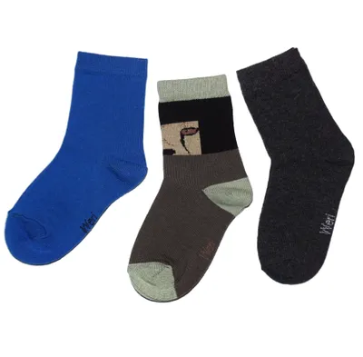 Produktbild von Kinder Socken 3-er Pack aus Baumwolle Jaguar Oliv Größe 35-38