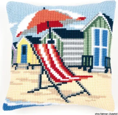 Produktbild von Vervaco Kreuzstichkissen "Am Strand", Stickbild vorgezeichnet