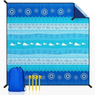 Produktbild von Famanu Stranddecke Extra Groß - 280 x 300 cm - Wasserfest - Sandbeständig - Mit 4 Befestigungsankern