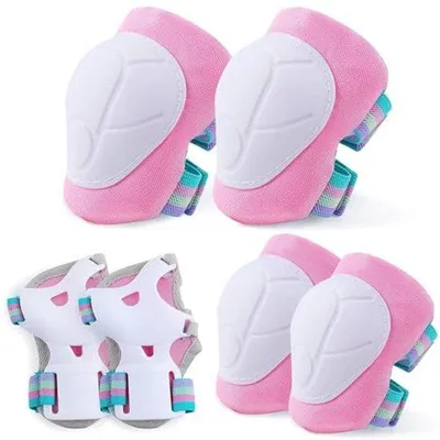 Productafbeelding van Verstelbare Knie- en Elleboogbeschermers voor Kinderen 6-in-1 Set met Trekkoordzak, 3-8 Jaar