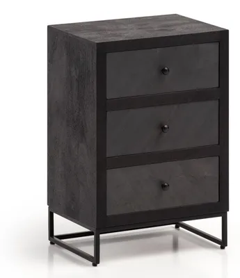 Image de Table de nuit manguier bois massif / aspect pierre 40x60x30 cm table de chevet sac de lit | Wohnling