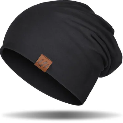 Produktbild von Beanie Damen Herren Baumwolle Slouch Mütze Schwarz