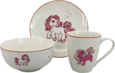 Immagine prodotto di Set da pranzo per bambini Pony (tazza, ciotola, piatto), linea rosa