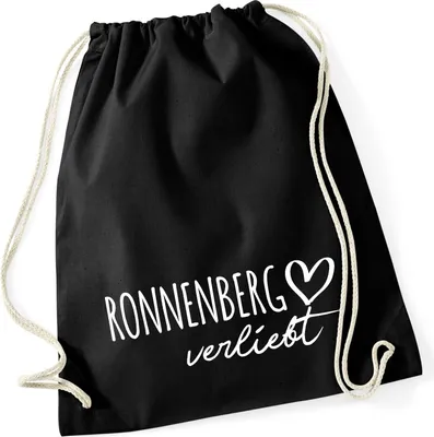 Produktbild von Huuraa Turnbeutel Ronnenberg verliebt 12 Liter Black Baumwolle Rucksack Geschenkidee