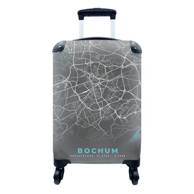 Produktbild von MuchoWow® Koffer Handgepäck Trolley Rollkoffer Kleine Reisekoffer mit 4 Rollen - Karte - Bochum - Blau - Stadtplan - Deutschland - Cabin Size < 55x40x23 cm & 55x40x20 cm - Fotokoffer - Kabinenkoffer - Boardgepäck - Reise-Box - Reisekoffer - Reisegepäck - Koffer mit Bild - Trolley für Kinder