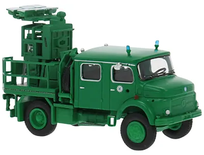 Image de Brekina MB LA911 Camion avec mât d'éclairage de la police, vert menthe, Police de Munich n° 47193, échelle 1/87 /BRN2502