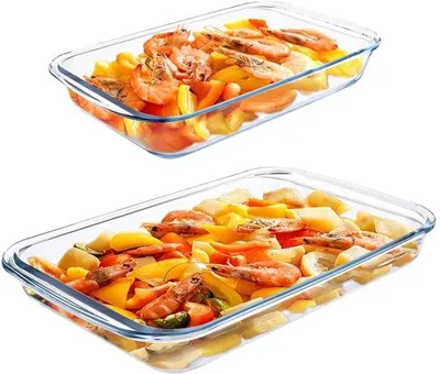 Zdjęcie produktu dla Naczynie żaroodporne z pokrywką - Prostokątne naczynie żaroodporne - Forma do lasagne - Duże naczynie żaroodporne - Naczynie żaroodporne o pojemności 1,6 l / 3 l - Wysokiej jakości szkło borosilikatowe