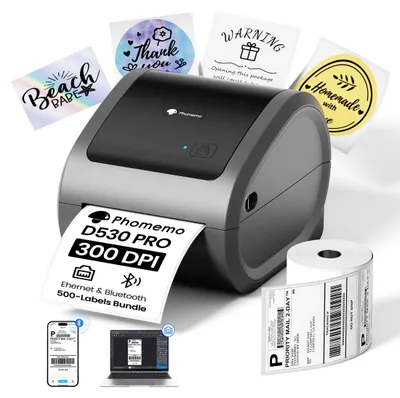 Ethernet-Etikettendrucker mit 500 Etiketten 4x6 Zoll