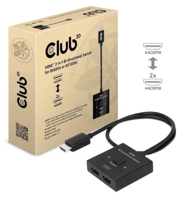 Produktbild von Club3D HDMI Switch 2-in-1 bidirektional 8K60Hz/4K120Hz UHD retail