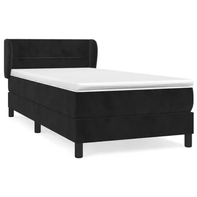 Image de vidaXL Lit boxspring avec matelas noir 100x200 cm velours