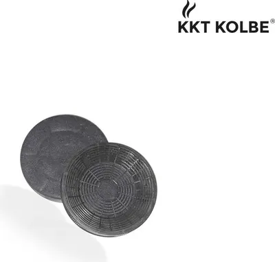 Two charcoal filters are shown against a white background, with a brand logo in the top right corner.