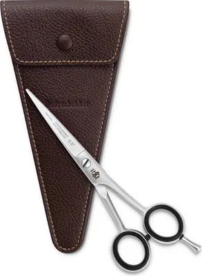 Produktbild von Störtebekker Bartschere Lang - 5,5 Zoll / 14 cm - mit Echtleder Etui in Café -  Germany, Solingen - Bart Schere rostfreier Edelstahl