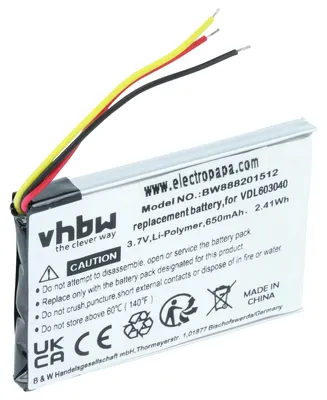 Produktbild von vhbw Akku Ersatz für Marshall VDL603040 für Wireless Headset Kopfhörer (650 mAh, 3,7 V, Li-Polymer)