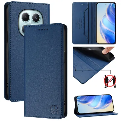 Produktbild von Lederhülle für Xiaomi Redmi Note 15 4G Hülle Flip Brieftasche Kartenfächern Ständer Schutzhülle Blau