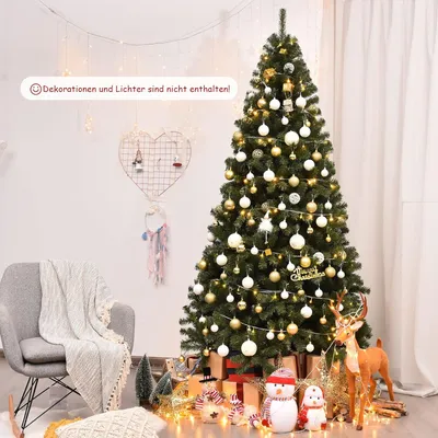 Produktbild von GOPLUS 225cm künstlicher Weihnachtsbaum, Weihnachtsfichte mit 1346 PVC-Nadeln & faltbare Metallständer, Dekotanne für Innen- und Außendekoration