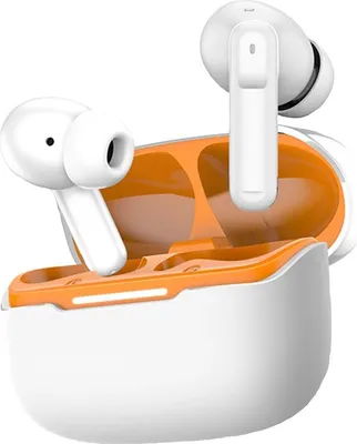 Obrázek produktu pro INF Bezdrátová sluchátka s Bluetooth – bílo-oranžová, 6 mikrofonů, ANC+ENC, TWS, 2 ks Bílá+oranžová