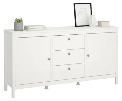 Produktbild von Kommode Lisiane, Wohnzimmerbuffet, Wohnzimmer-Sideboard, Moderne Küchen-Speisekammer, 151x38 h80 cm, Weiß