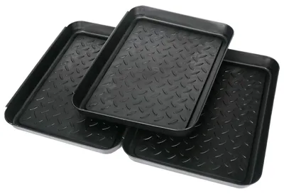 Productafbeelding van Schoenenbakken - Set van 3 - voor hal en entree - zwart - 35x27x2,5 cm