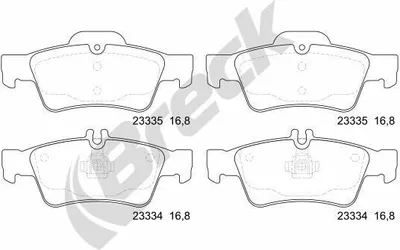 Produktbild von BRECK Bremsbeläge Satz Hinten Bremsklötze passend für MERCEDES-BENZ E-Klasse Limousine (W211) 23334 00 702 20