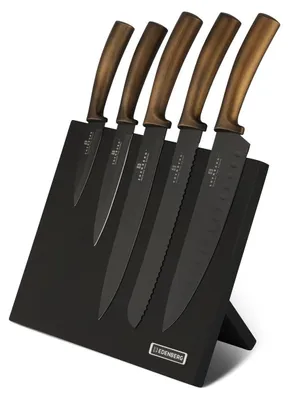 Produktbild von Brown Line – Luxus-Messerset mit magnetischem Block – Edelstahl – 6-teilig