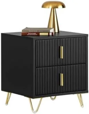 Imagen del producto de Mesita de noche con 2 cajones - Color  - Diseño para dormitorio - Color  - Estructura de madera