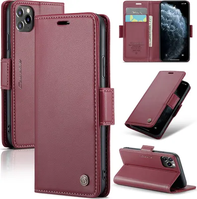 Immagine prodotto di custodia per iPhone 11 Pro, custodia in pelle con funzione stand per iPhone 11 Pro Rosso