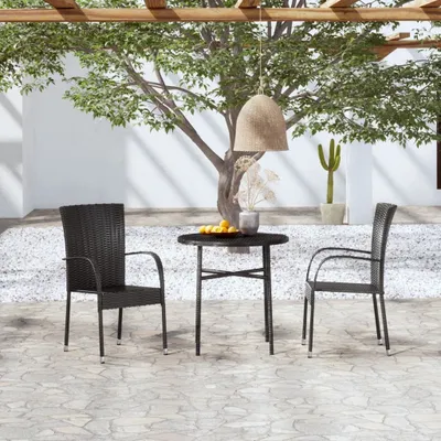 Imagen del producto de Conjunto de jardín de 3 piezas, mesa y sillas, fabricado en ratán sintético, color . (Marca: The Living Store)