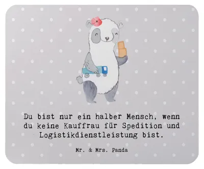 Produktbild von Mr. & Mrs. Panda Mauspad Kauffrau für Spedition und Logistikdienstleistung Herz - Grau Pastell - Geschenk, Abschlussprüfung, Witzig, Mousepad, Lustig, laptop, Mouse Pad