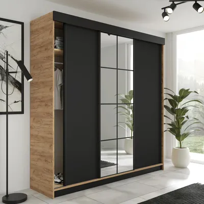 Produktbild von KIER FURNITURE Schiebegarderobe LAMARO mit Spiegel, Schrank Schlafzimmer 250x205x59 cm