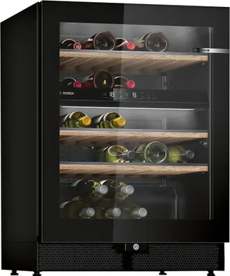 Produktbild von Bosch Serie 6 KWK16ABGB, Weinkühler mit Kompressor, Freistehend, 44 Flasche(n), 60 W, G, Schwarz