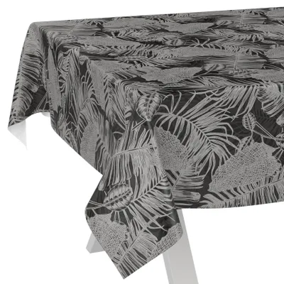 Tischdecke wasserabweisend abwaschbar Grau 180x140cm Nachttropik Tropika Schwarz, Hauptbild