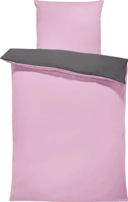 Produktbild von 4 teilig Wendebettwäsche 155x220 cm rosa pink anthrazit Uni Übergröße Mikrofaser