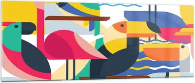 Produktbild von Bilder auf glas - Vogel Abstraktion - 140x50cm - Glasbilder - Wandbilder - Kunstdruck - zum Aufhängen bereit - Wanddekoration aus Glas - Glas Bilder - Wandbild auf Glas - Einteilig - GAB140x50-3747