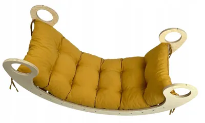 Produktbild von Dekokissen für Kinderwippe Velour Senffarbe 120 x 50 x 8 cm, Ein Kissen für eine Schaukel Montessori, Liegestuhlkissen