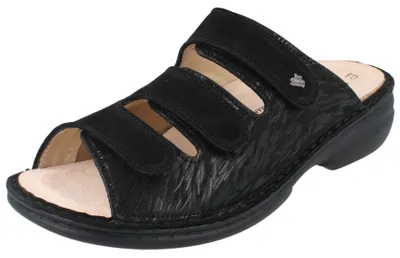 Produktbild von FINN COMFORT FinnStretch Cisano Damen Pantolette schwarz Nubukleder Stretch - Größe: 39